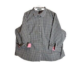Lauren Ralph Lauren Gingham Button Up Collared Shirt 3X Pink In Collar Sleeves